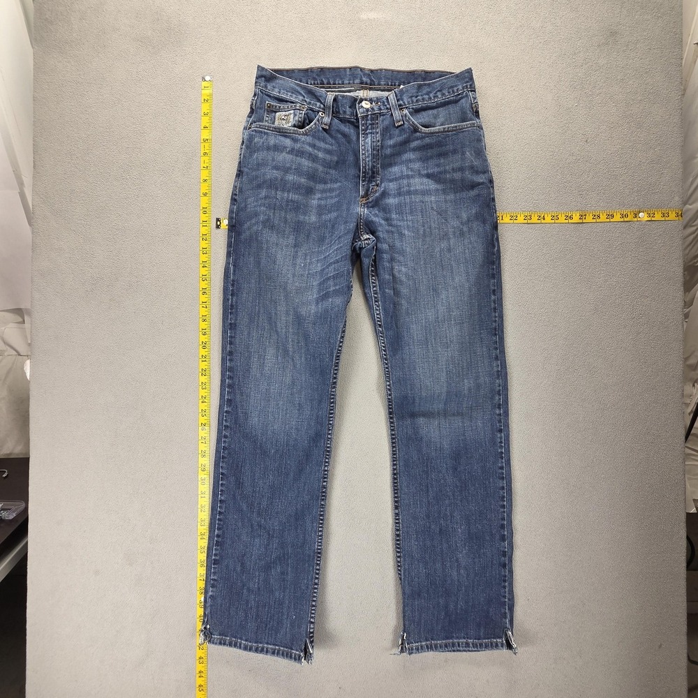 Cinch Jeans Mens 32x32 Blue Medium Wash F9287 Straight Distressed Zip Fly